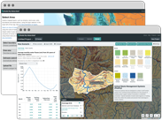 Two browsers overlaying one another displaying data visualizations from Model My Watershed application.